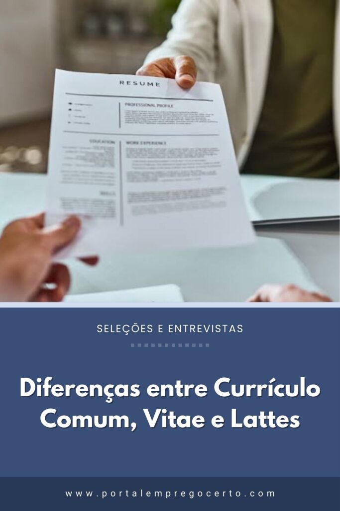 Diferenças entre Currículo Comum, Vitae e Lattes