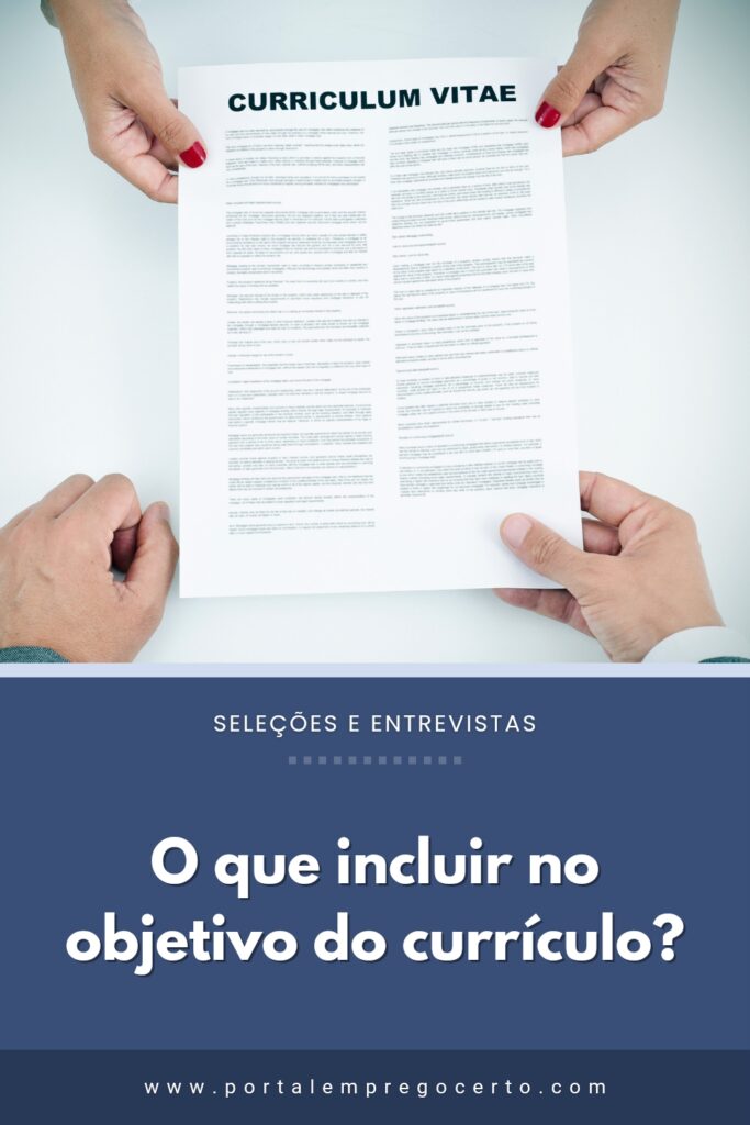 O que incluir no objetivo do currículo?