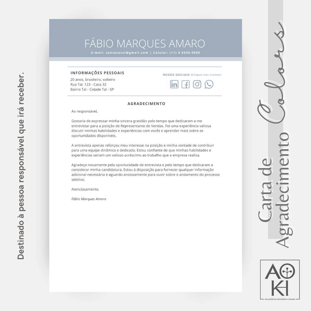 Carta de Agradecimento - Colors (Azul Claro)