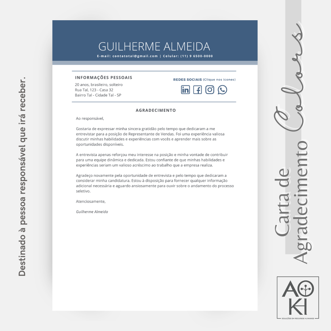 Carta de Agradecimento - Colors (Azul Marinho)
