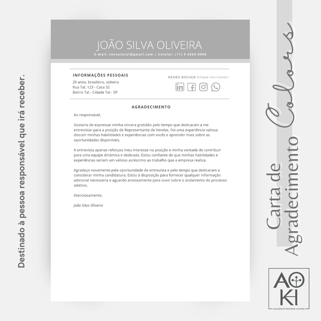 Carta de Agradecimento - Colors (Cinza)