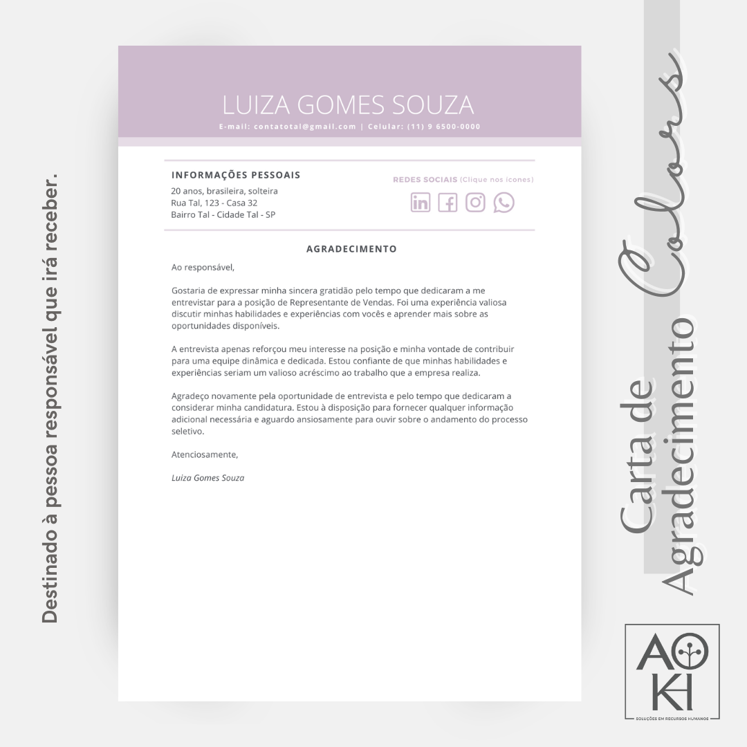 Carta de Agradecimento - Colors (Lilás)