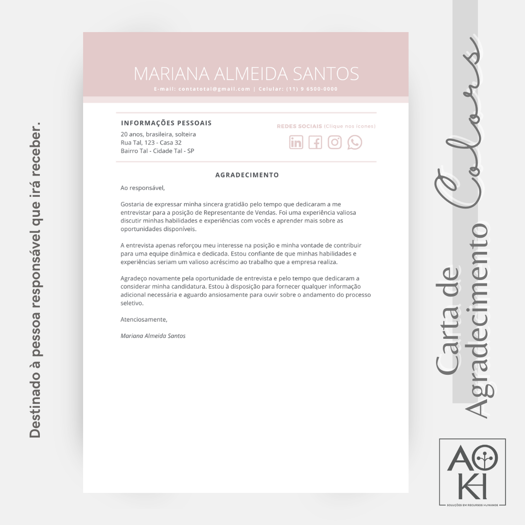 Carta de Agradecimento - Colors (Rosa)