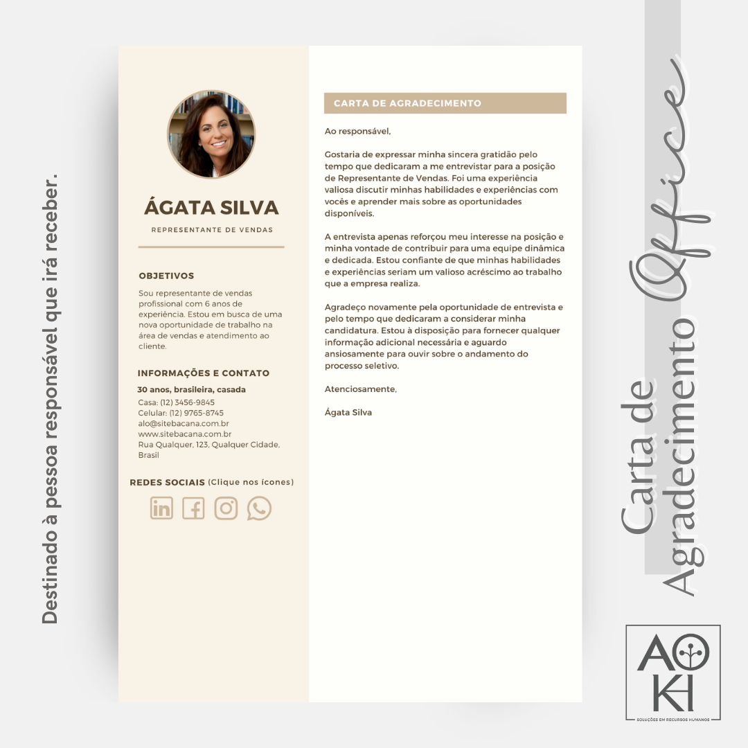 Carta de Agradecimento - Office (Bege)