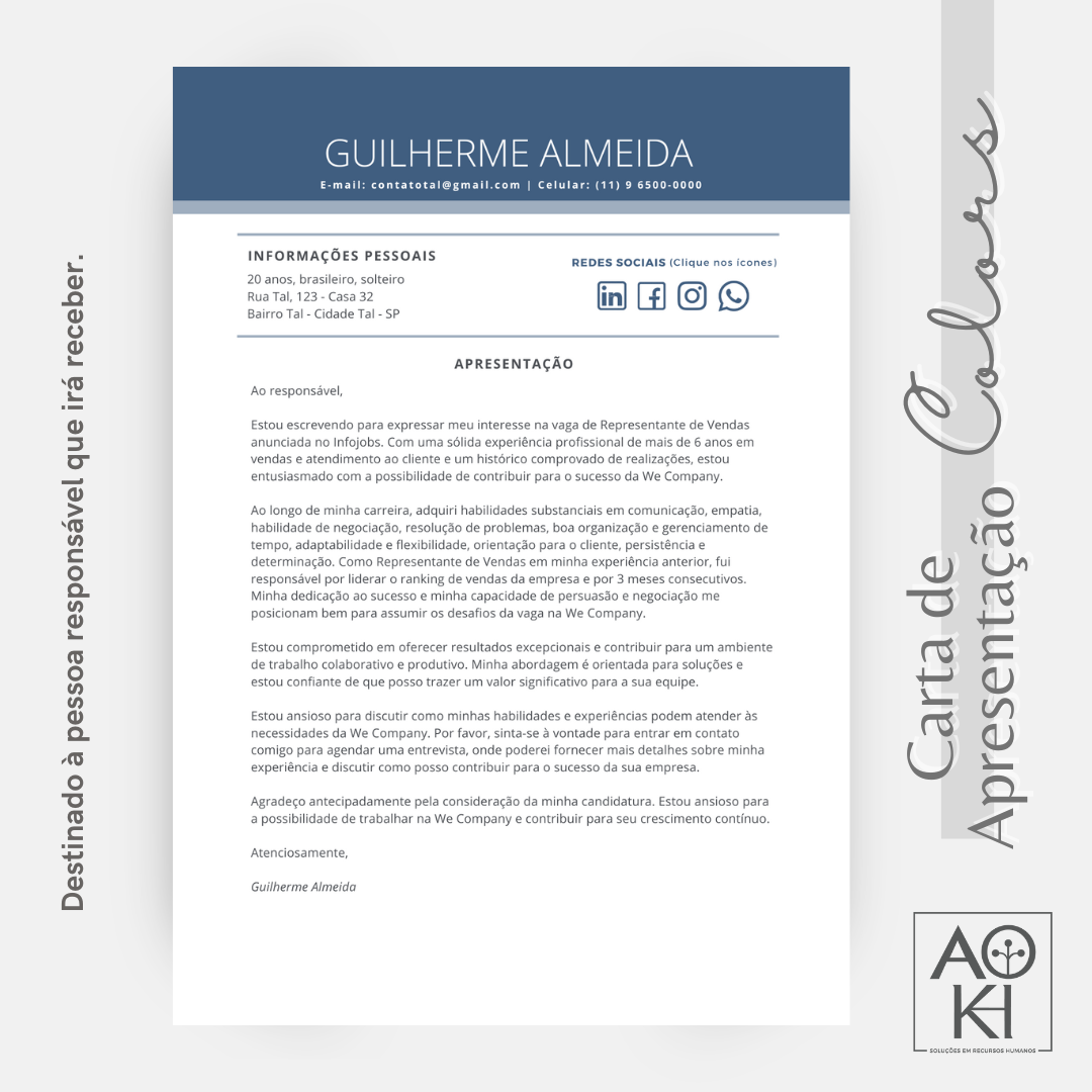 Carta de Apresentação - Colors (Azul Marinho)