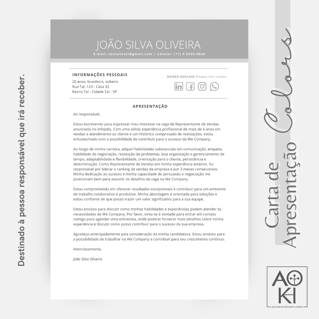 Carta de Apresentação - Colors (Cinza)