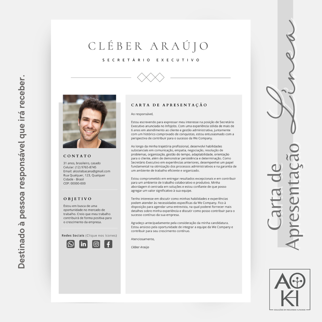 Carta de Apresentação - Línea (Cinza)