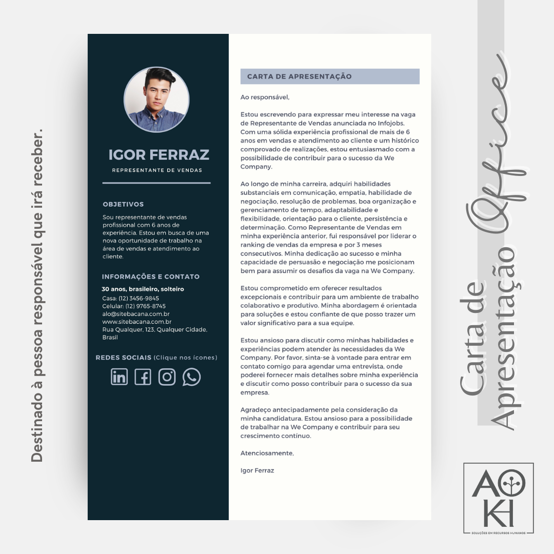 Carta de Apresentação - Office (Azul com Azul Marinho)