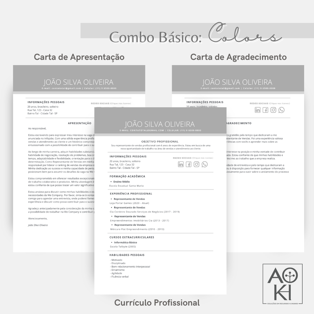 Combo Básico - Colors (Cinza)