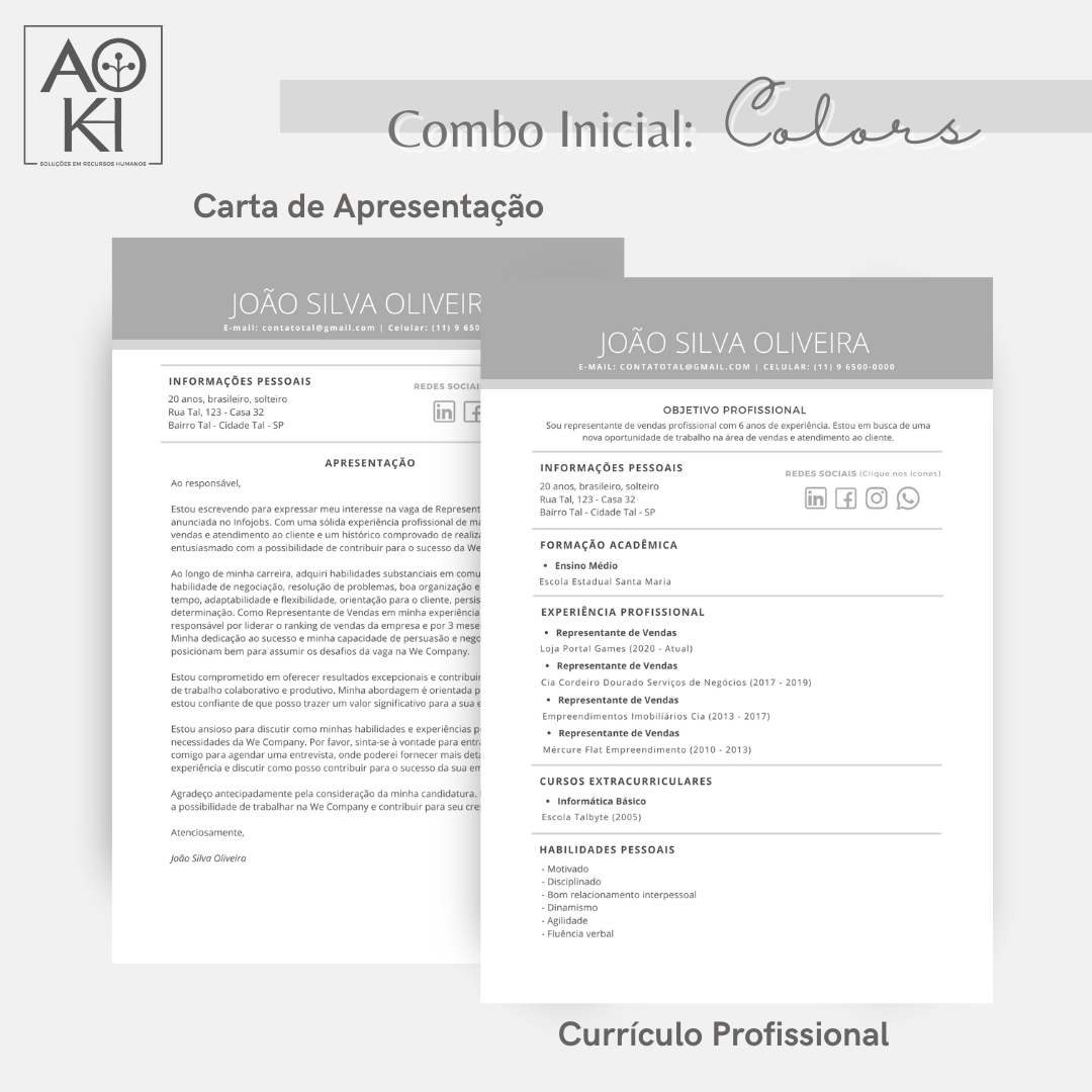 Combo Inicial - Colors (Cinza)