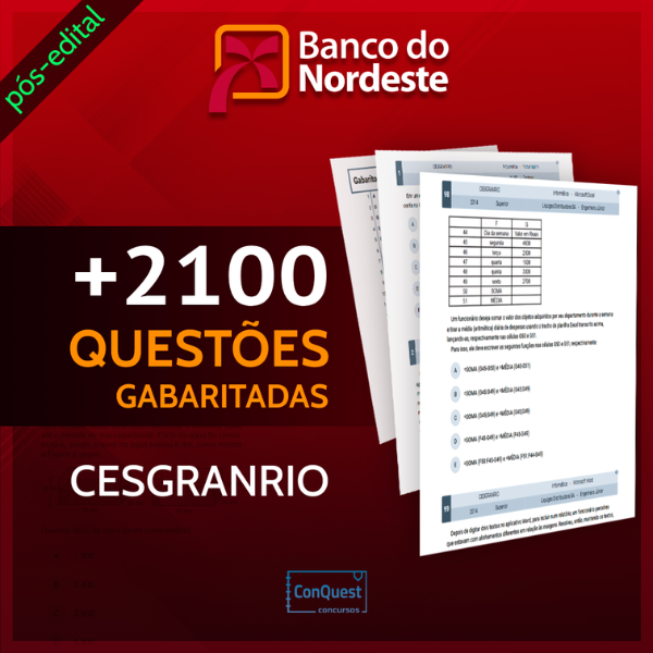 2.100 Questões CESGRANRIO_ Concurso BNB - Analista Bancário 1 (Pós-Edital)